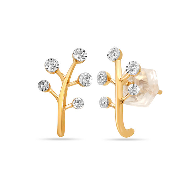 14KT Yellow Gold Glimmering Sunlit Diamond Stud Earrings,,hi-res image number null