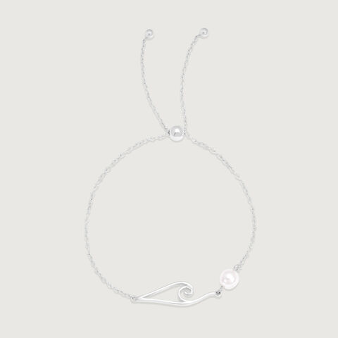 Wave Pearl Silver Anklet