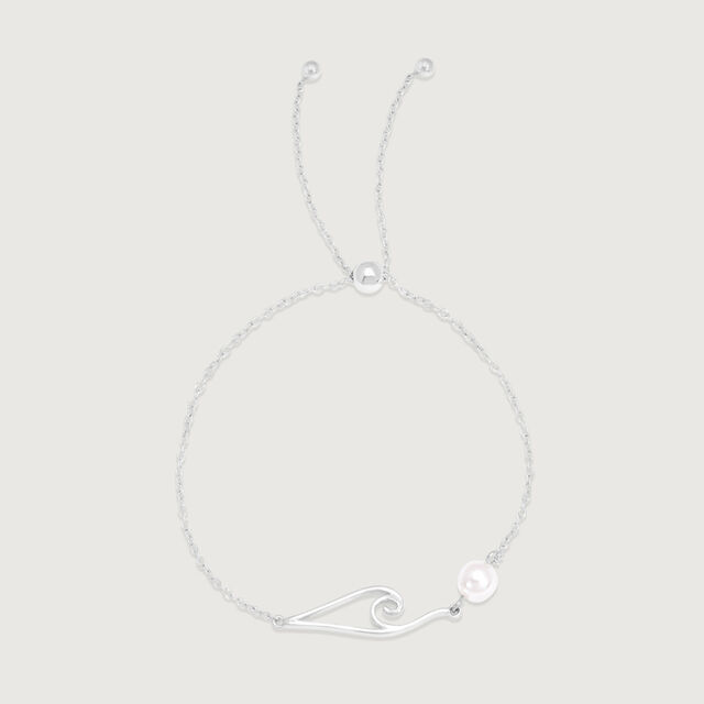 Wave Pearl Silver Anklet,,hi-res image number null