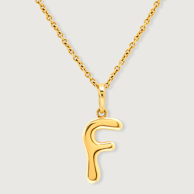 Letter Perfect 'F' Gold Pendant,,hi-res view 3