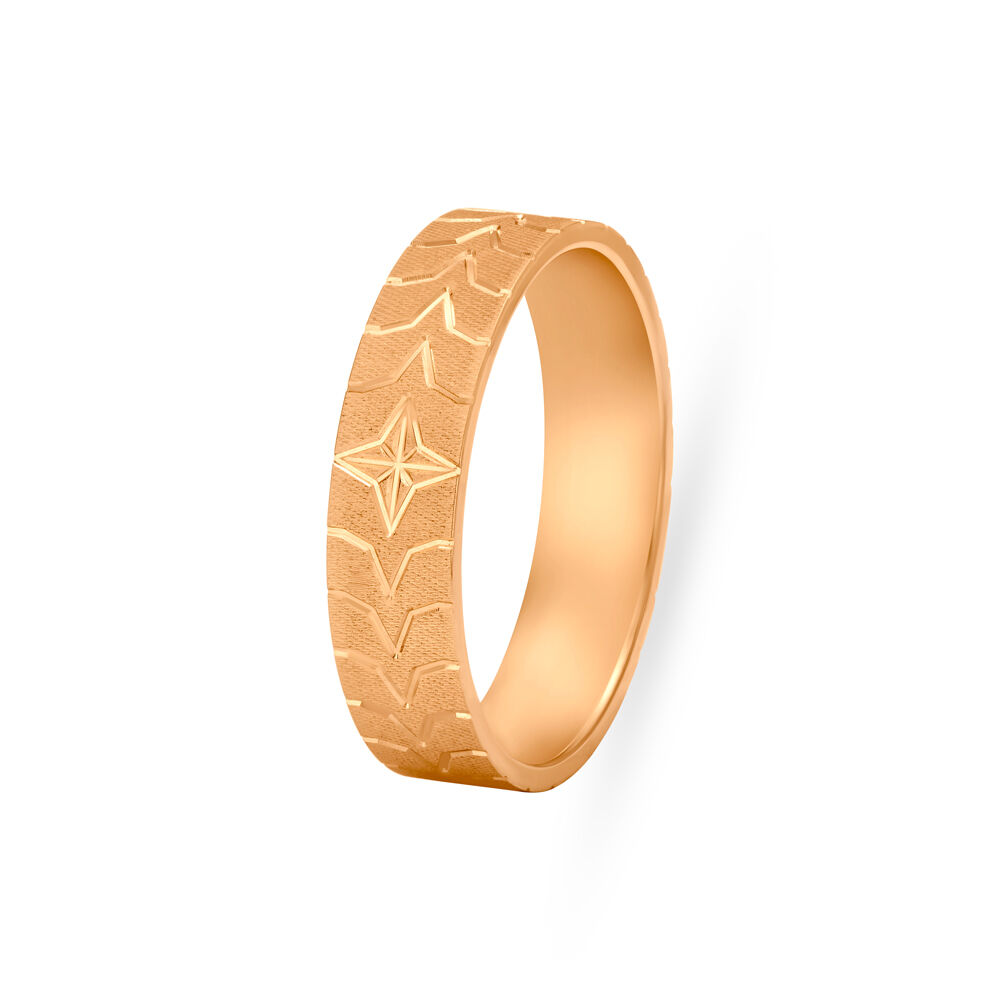 Symmetrically Carved Gold Finger Ring For Men