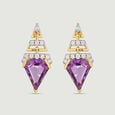 Sleek Radiant Amethyst Drop Earrings,,hi-res view 3