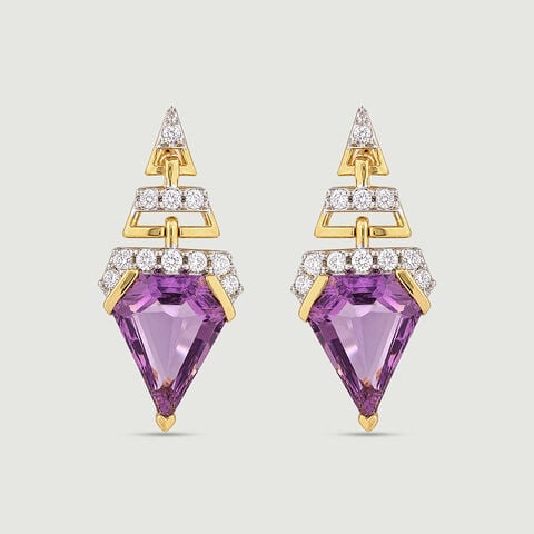 Sleek Radiant Amethyst Drop Earrings