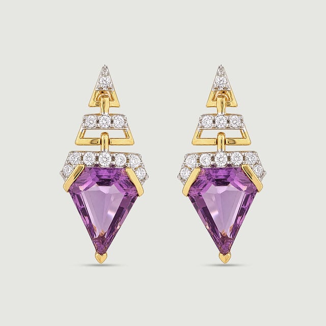 Sleek Radiant Amethyst Drop Earrings,,hi-res image number null