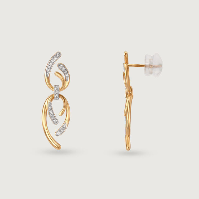 Allure Link 14 Kt Gold & Diamond Drop Earrings,,hi-res image number null