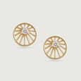 Glowing Sunburst Gold & Diamond Stud Earrings,,hi-res view 3