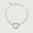 Heart Link Silver Bracelet,,hi-res view 3