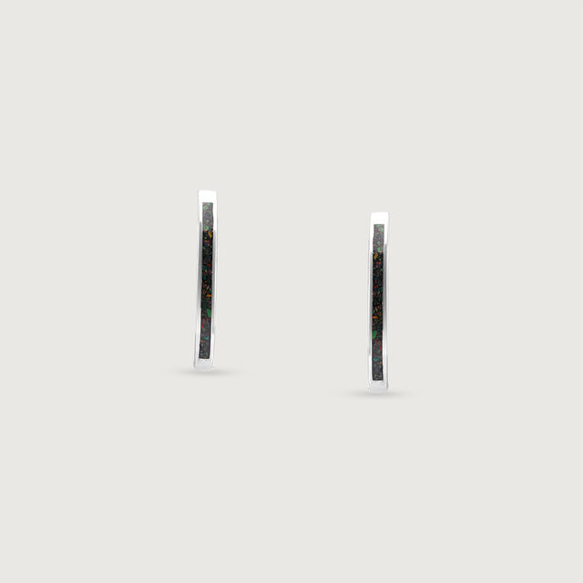 Vibrant Textured Opal Silver Hoop Earrings,,hi-res image number null