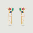 Harmonious Cascading Onyx Topaz and Garnet Drop Earrings,,hi-res view 6