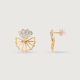 Floral Sparkle 14 Kt Gold & Diamond Stud Earrings,,hi-res view 4