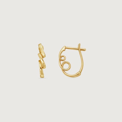 Playful Spiral Gold Hoop Earrings