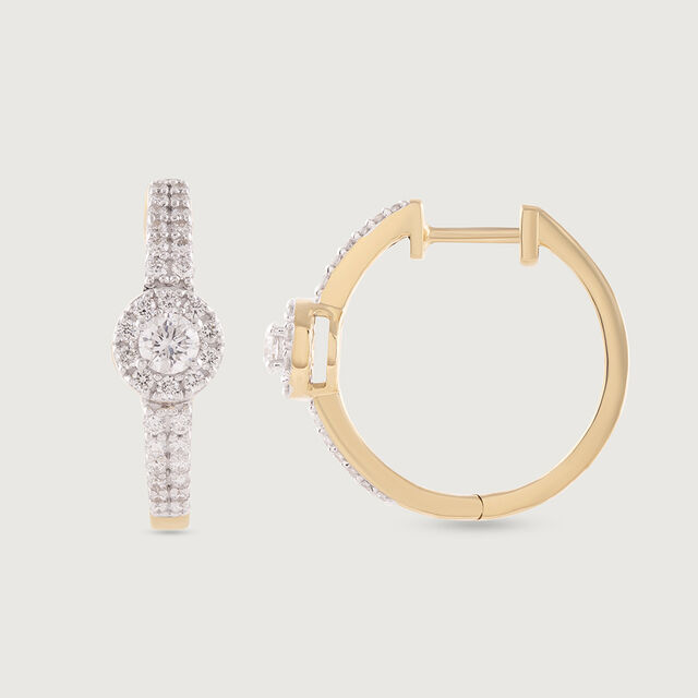 Sparkling Fringe Gold & Diamond Hoop Earrings,,hi-res image number null