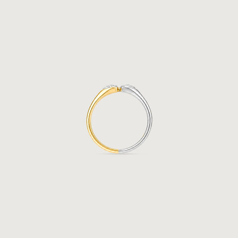 Architectural Poised Diamond Platinum Gold Ring