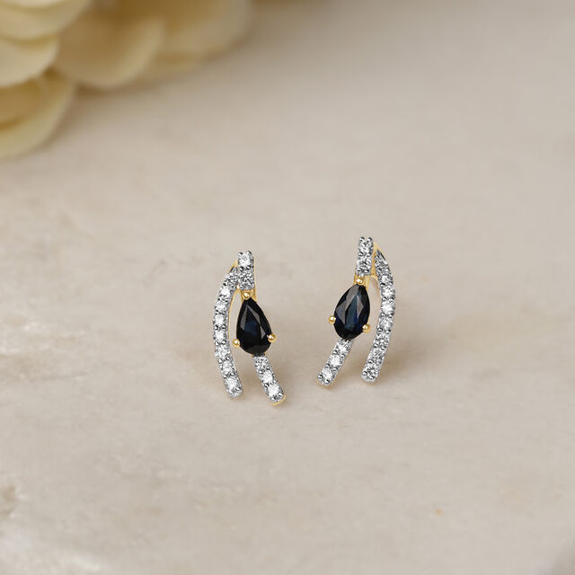 Elegant Cascade 14KT Sapphire & Diamond Earrings,,hi-res image number null