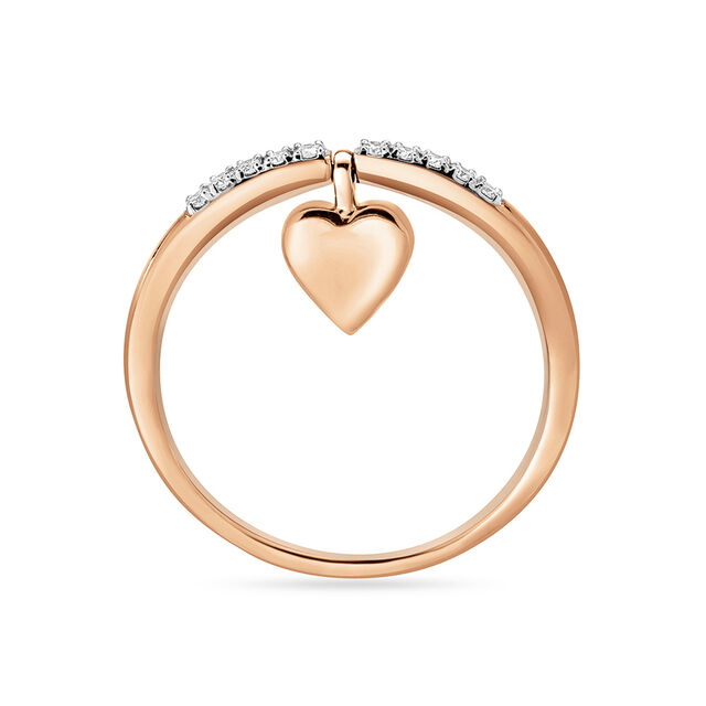 14 KT Delicate Reversible Heart Rose Gold and Diamond Ring,,hi-res view 4
