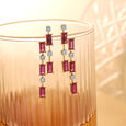 Sparkling Baguettes 14KT Ruby & Diamond Drop Earrings,,hi-res view 1