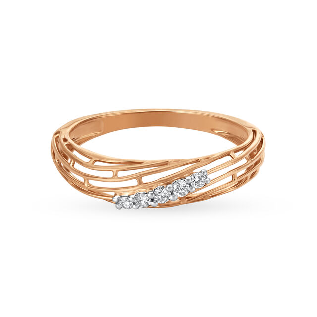14KT Rose Gold Diamond Finger Ring,,hi-res view 2