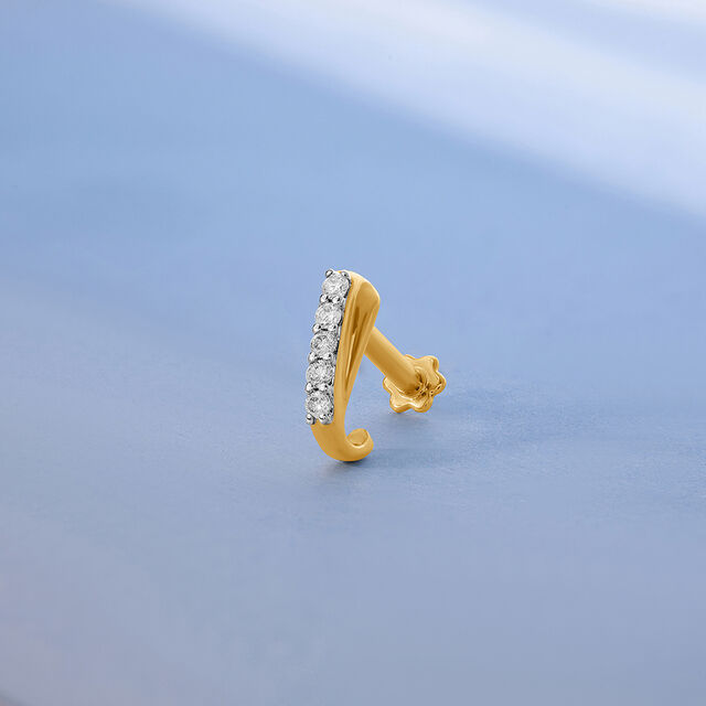 14KT Yellow Gold Diamond Nose Pin,,hi-res image number null