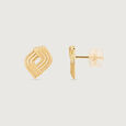 Layered Rhythm Gold Stud Earrings,,hi-res view 3