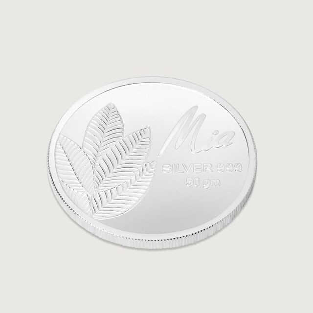 50 GM 999 Silver Divine Mango Leaf Coin,,hi-res image number null