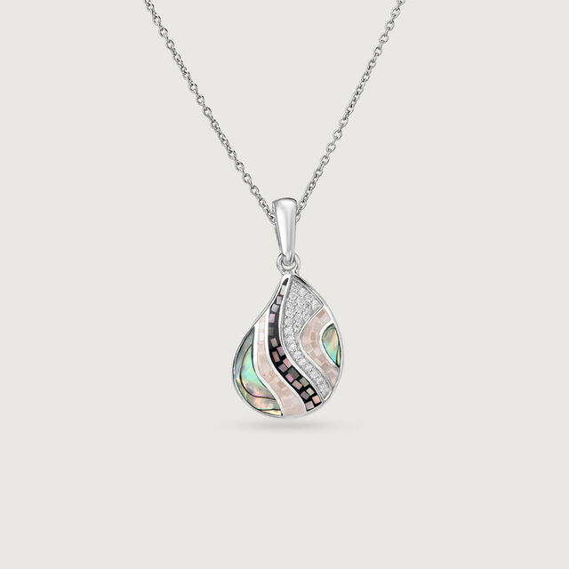 Mother of Pearl Wave Silver Pendant,,hi-res image number null