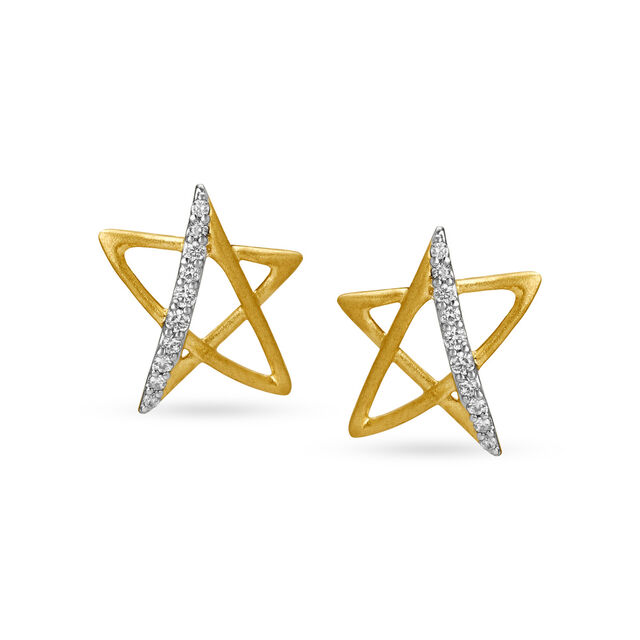 14KT Yellow Gold Diamond Stud Earrings,,hi-res view 1