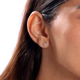 Timeless Swirl Gold & Diamond Stud Earrings,,hi-res view 2