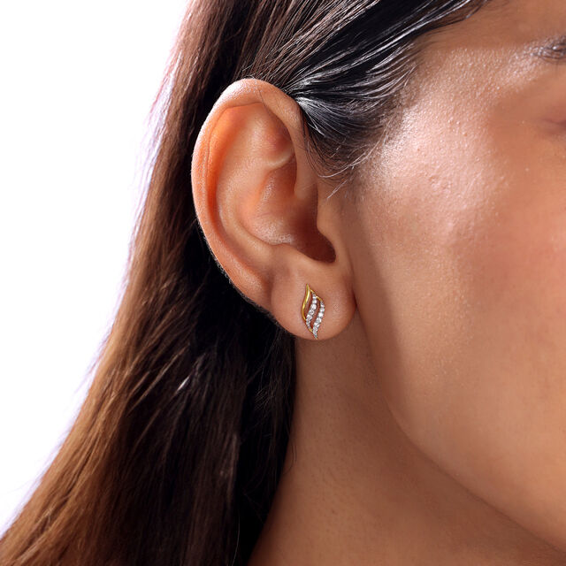 Timeless Swirl Gold & Diamond Stud Earrings,,hi-res image number null