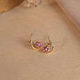 Delicate Rosebud Gold & Diamond Stud Earrings,,hi-res view 1