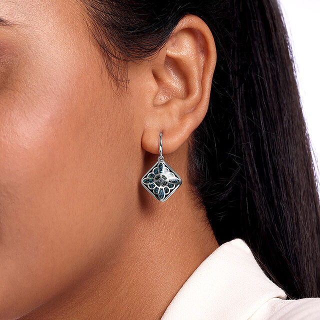 Mystic Mosaic Silver Hoop Earrings,,hi-res image number null