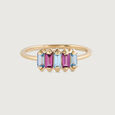 Blue Baguette Topaz & Gold Finger Ring,,hi-res view 3