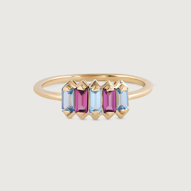 Blue Baguette Topaz & Gold Finger Ring,,hi-res image number null