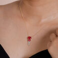 Dramatic Red Lariat Gold Necklace,,hi-res view 2