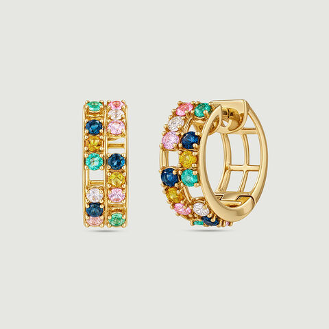 Vibrant Mosaic Multicolour Hoop Earrings