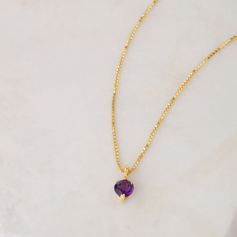 Buy Heart of Amethyst 14 Kt Gold Chain and Pendant Online Mia by Tanishq