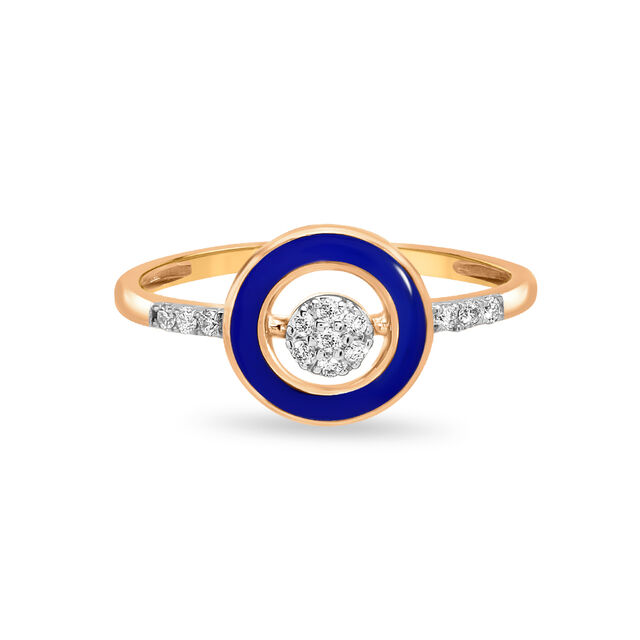 14 KT Yellow Gold Round Diamond Finger Ring,,hi-res view 2