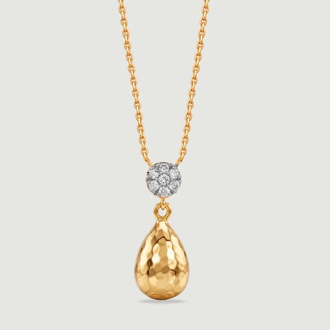 Luminous Textured Diamond Drop Necklace