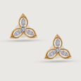 Elegant Petal Gold & Diamond Stud Earrings,,hi-res view 3
