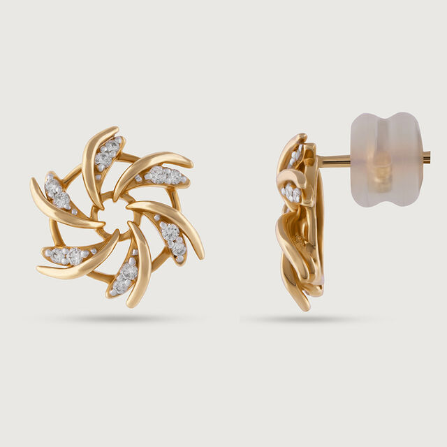 Swirl Gold & Diamond Stud Earrings,,hi-res image number null
