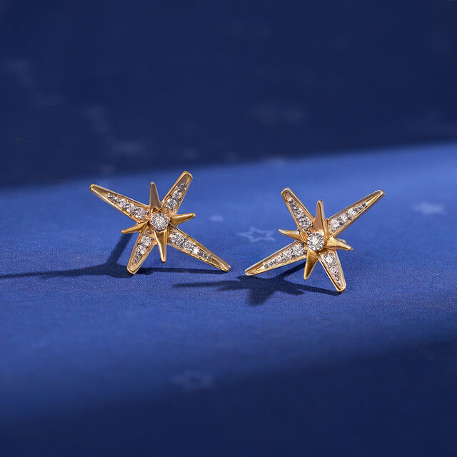 Galactic Wishes 14KT Diamond Stud Earrings,,hi-res image number null