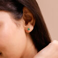 Refined Polished Emerald Gold Stud Earrings,,hi-res view 2