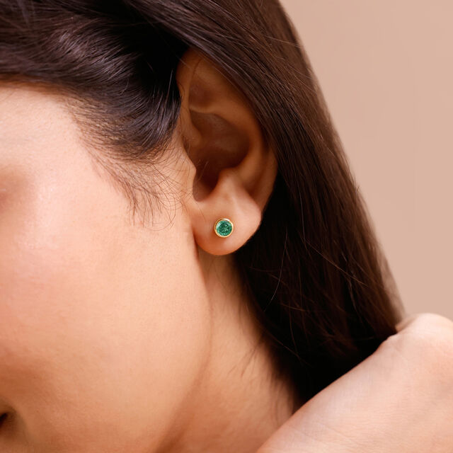 Refined Polished Emerald Gold Stud Earrings,,hi-res image number null