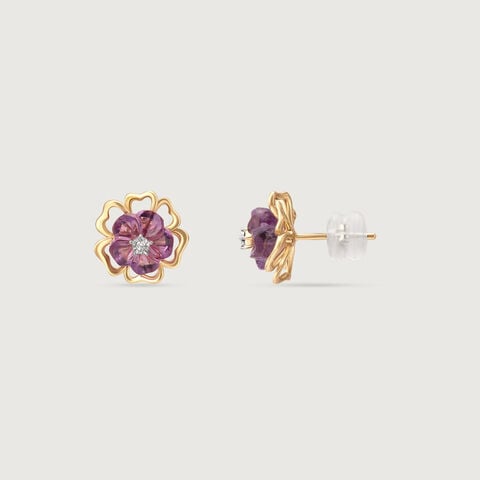 Floral Finesse Amethyst & Diamond Stud Earrings