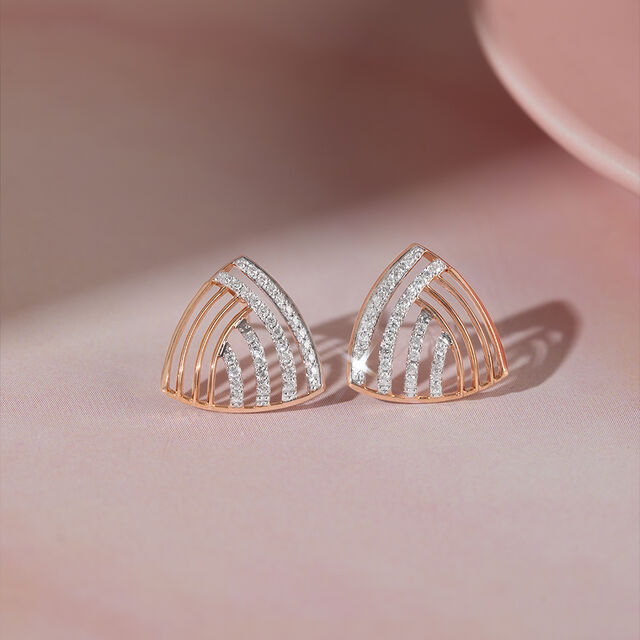 Radiant Grace Gold & Diamond Stud Earrings,,hi-res image number null