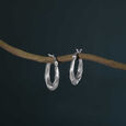 Twisted Beam Silver Hoop Earrings,,hi-res view 1