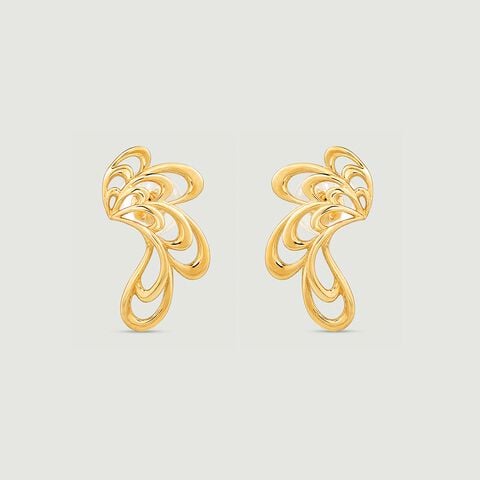 Fluid Diya Gold Stud Earrings