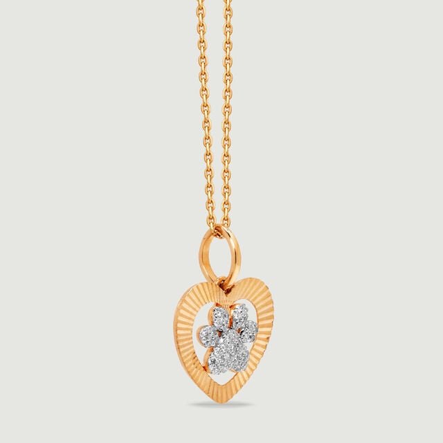 Playful Paw Diamond Heart Necklace,,hi-res image number null