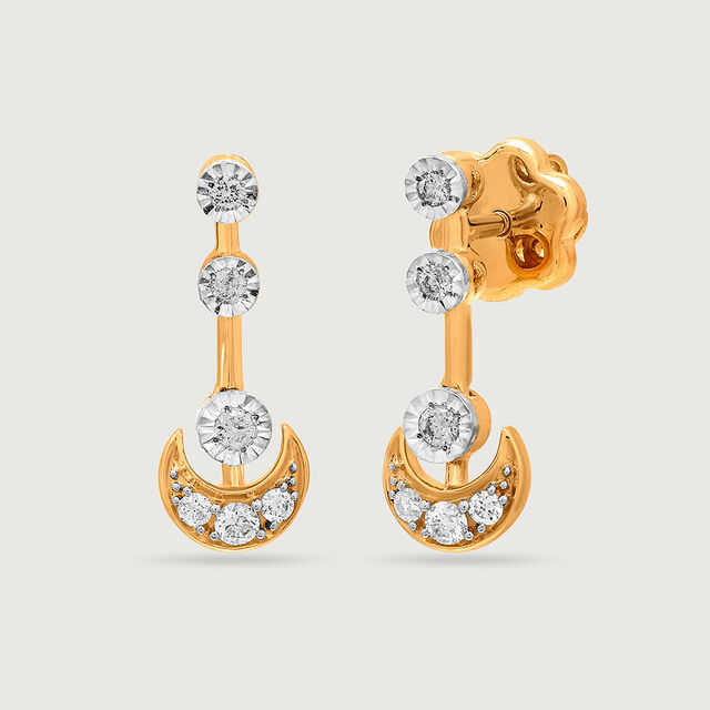 Mystic Moon 14 Kt Gold and Diamond Drop Earrings,,hi-res image number null