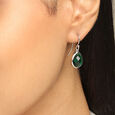 Verdant Glow Silver Hoop Earrings,,hi-res view 2