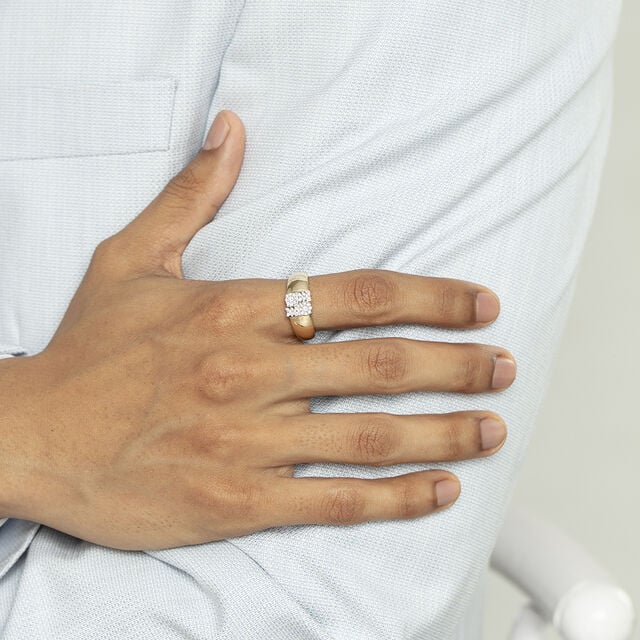 Forever Vibes Gold & Diamond Finger Ring for Men,,hi-res image number null